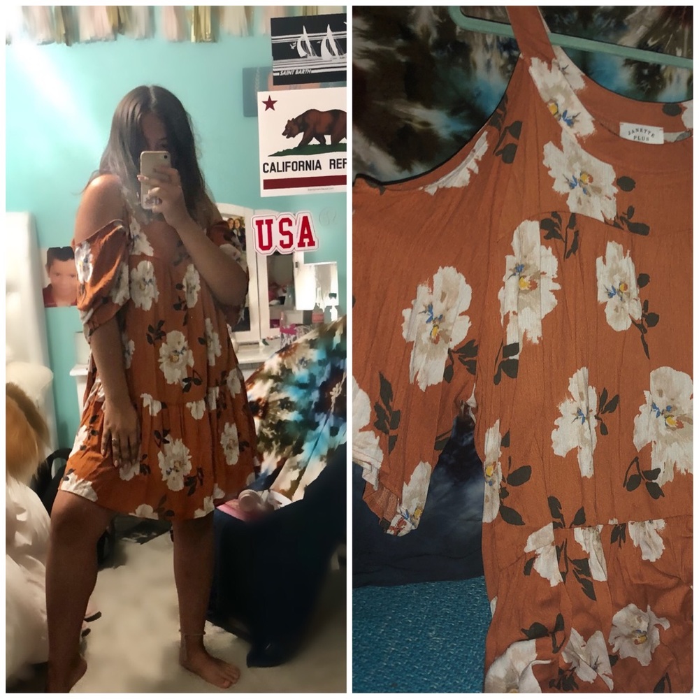 Burnt orange flower dress